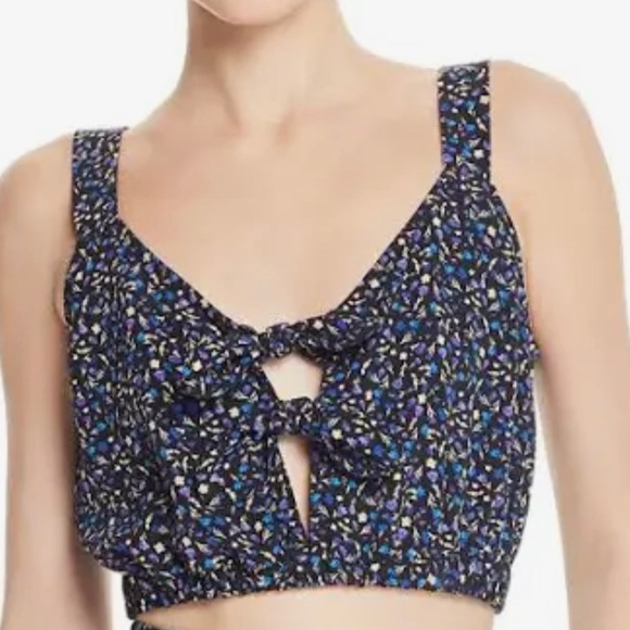 FLORAL TIE FRONT CROP TOP - Picture 2 of 6